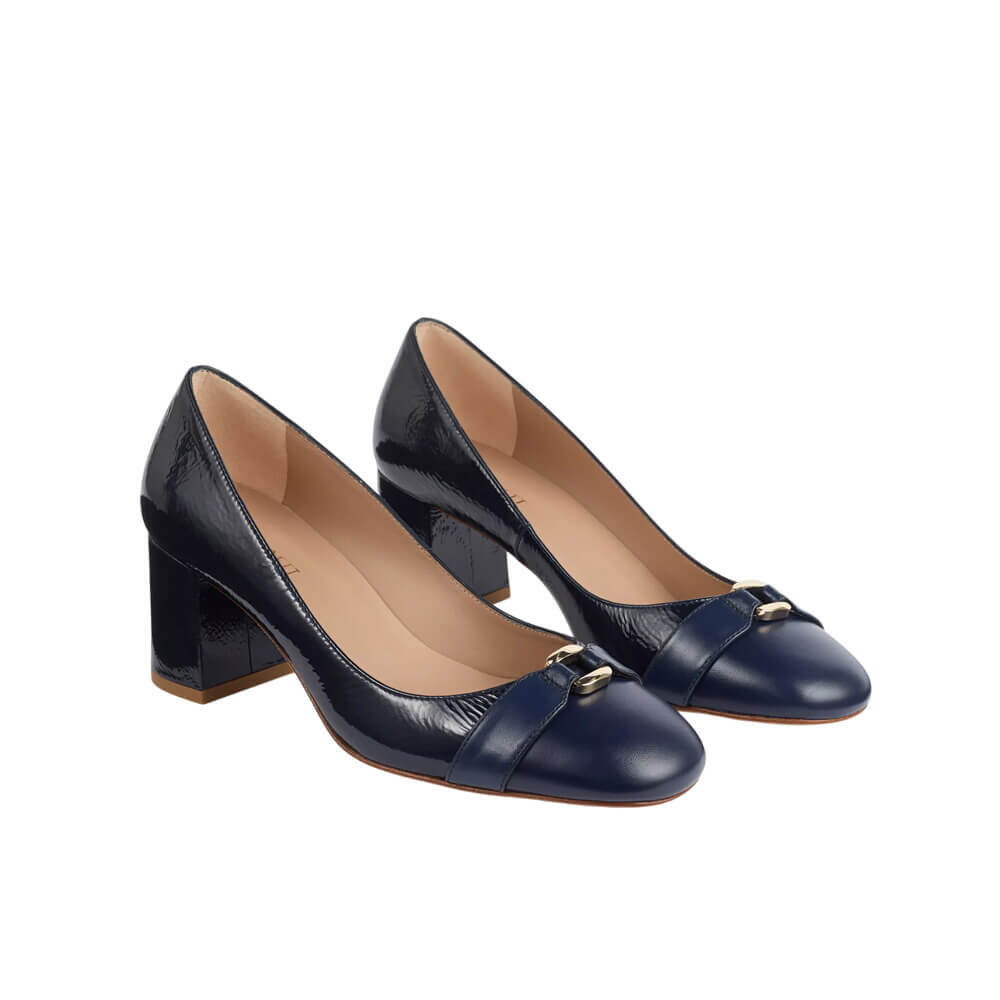 L.K. Bennett Kate Navy Block Heel Courts